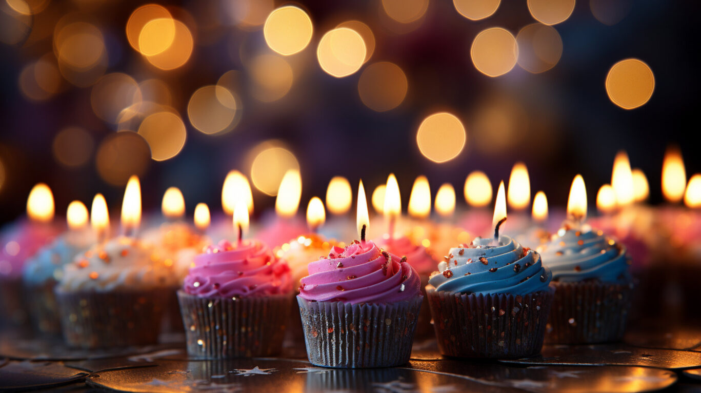 birthday cake with candles